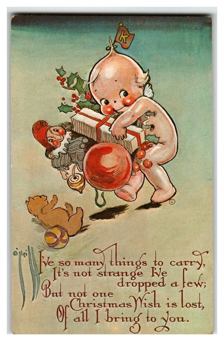 Vintage Rose O'Neill Kewpie Christmas Postcard - Henry McGraw Cute Cherub